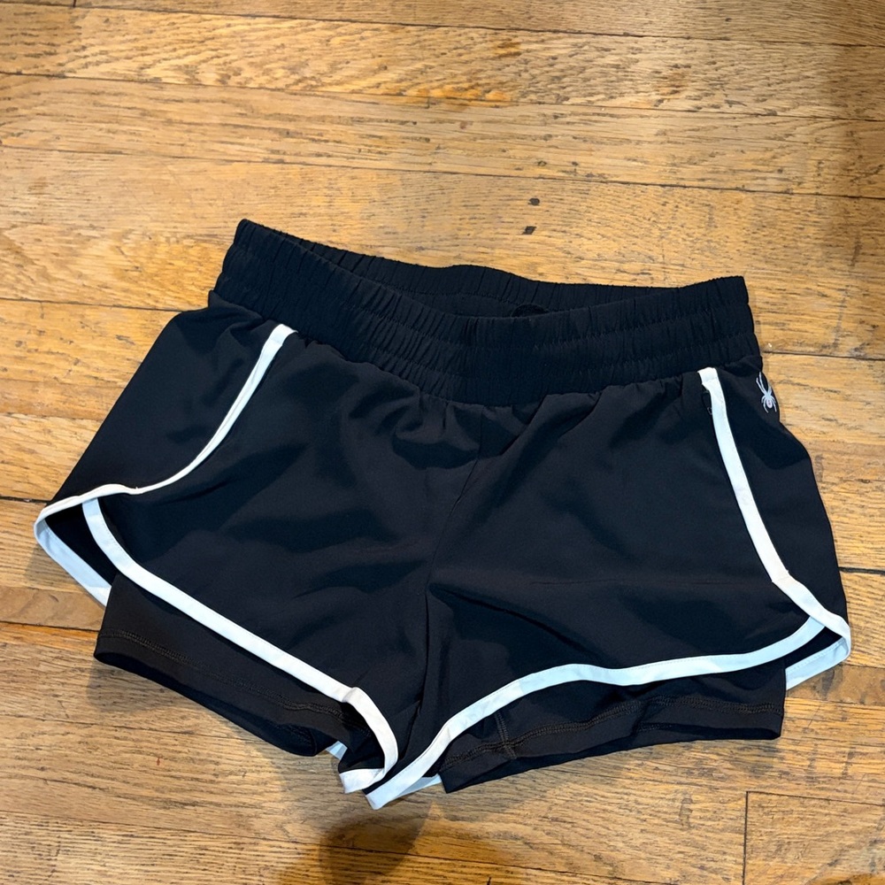 Spyder Black Athletic Shorts with White Trim